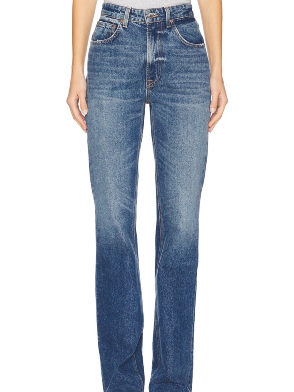 GRLFRND Vintage Wash Flare Jeans - Blue